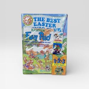 Vtg Easter Coloring Books Fun Pad Crayons & Card Game Creative Child Press -Read